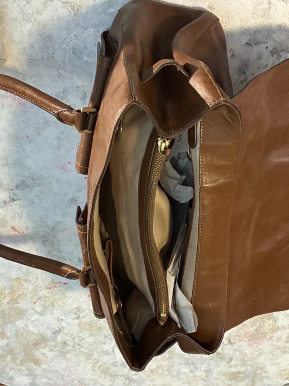 Michael Kors Cognac Brown Leather Satchel Shoulder Bag MK Charm